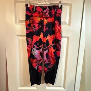 Athleta Red and Black Floral Leggings